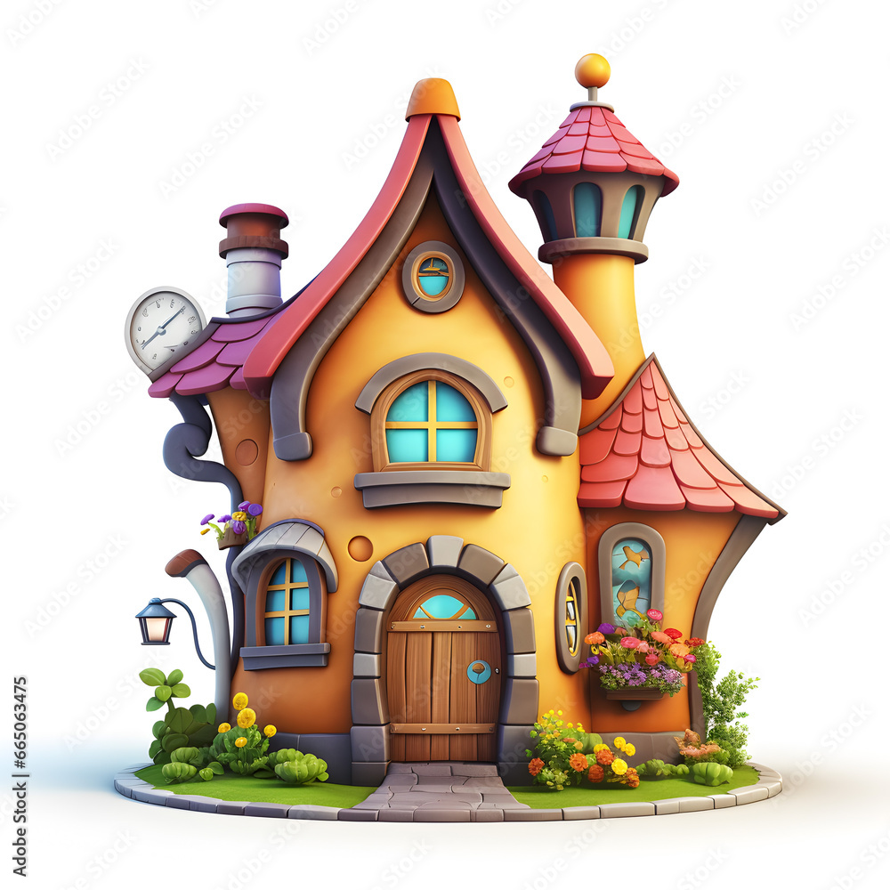House cartoon 3d isolated on white House cartoon 3d isolated on white
