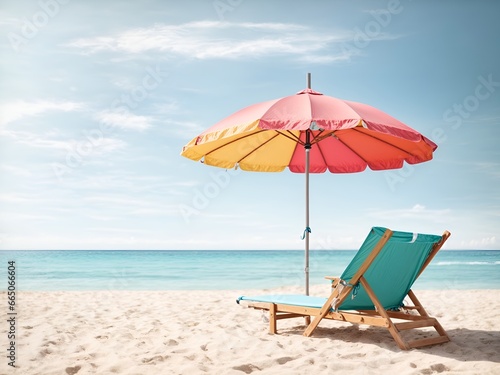 Umbrella and beach chair at summer tropical beach © Meeza