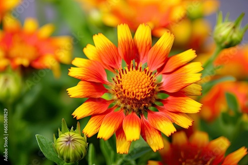 Gaillardia or Blanket Flower. Bright and Colorful Shades of Warm Tones.