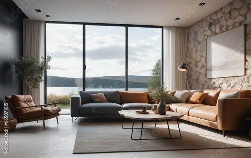 Modern bright interior, apartment, living room interior