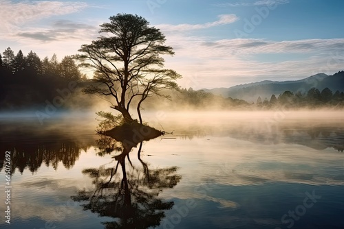 Wanaka's lone willow tree which is situated just off of the lake shore.