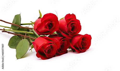 Red rose bouquet isolated on white background.