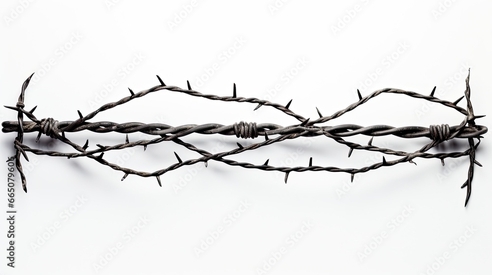 barbed wire on a white background. barbed wire on a white background.