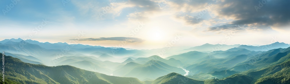 Sunlit beams over majestic high mountains Sunlit beams over majestic high mountains