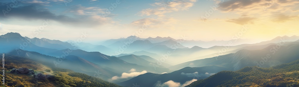 Sunlit beams over majestic high mountains Sunlit beams over majestic high mountains