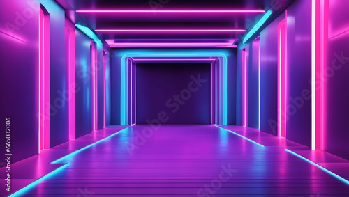 future neon room with blue and pink color