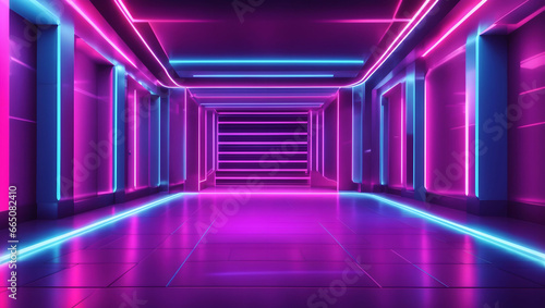 future neon room with blue and pink color