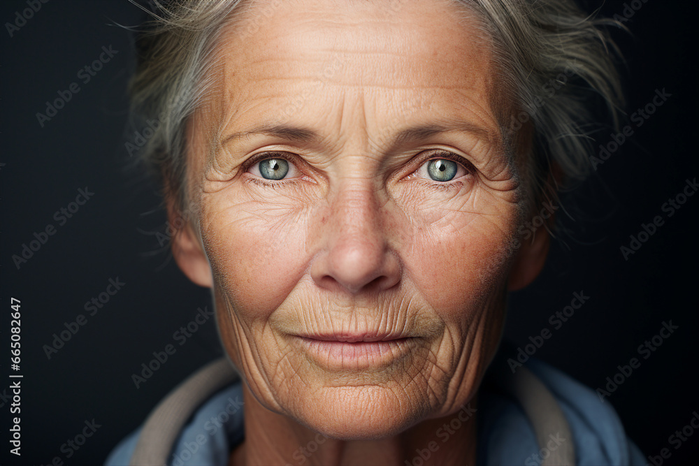 Generative AI picture portrait of beautiful senior woman face closeup white hair healthcare Generative AI picture portrait of beautiful senior woman face closeup white hair healthcare