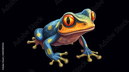 A flying frog cartoon style.Generative AI