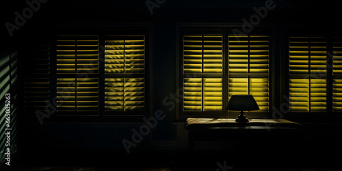 The image displays a mesmerizing scene with a dark and moody atmosphere. Soft rays of yellow light gently cut through the darkness, casting an ethereal glow. The overall ambiance is intriguing and ...