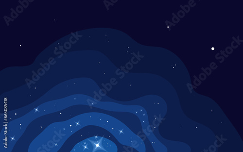 Vector space background . Cute flat style template with Stars in Outer space