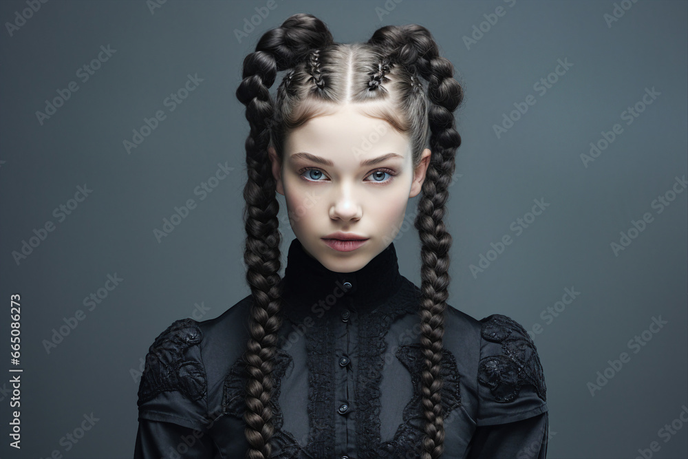 Generative ai image of beautiful glamour lady dressed stylish clothes isolated on dark grey background Generative ai image of beautiful glamour lady dressed stylish clothes isolated on dark grey background
