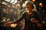 Szczęśliwa Starość: Uśmiechająca się Kobieta w Tańcu
