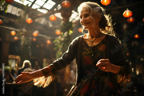Szczęśliwa Starość: Uśmiechająca się Kobieta w Tańcu