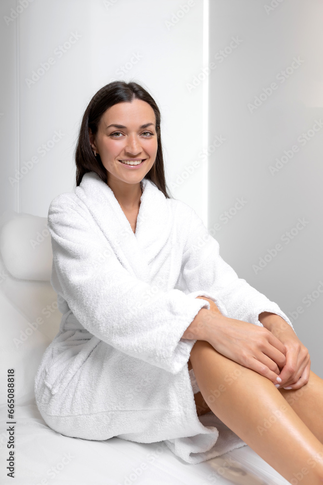 Attractive woman's portrait after laser hair removal procedure Attractive woman's portrait after laser hair removal procedure