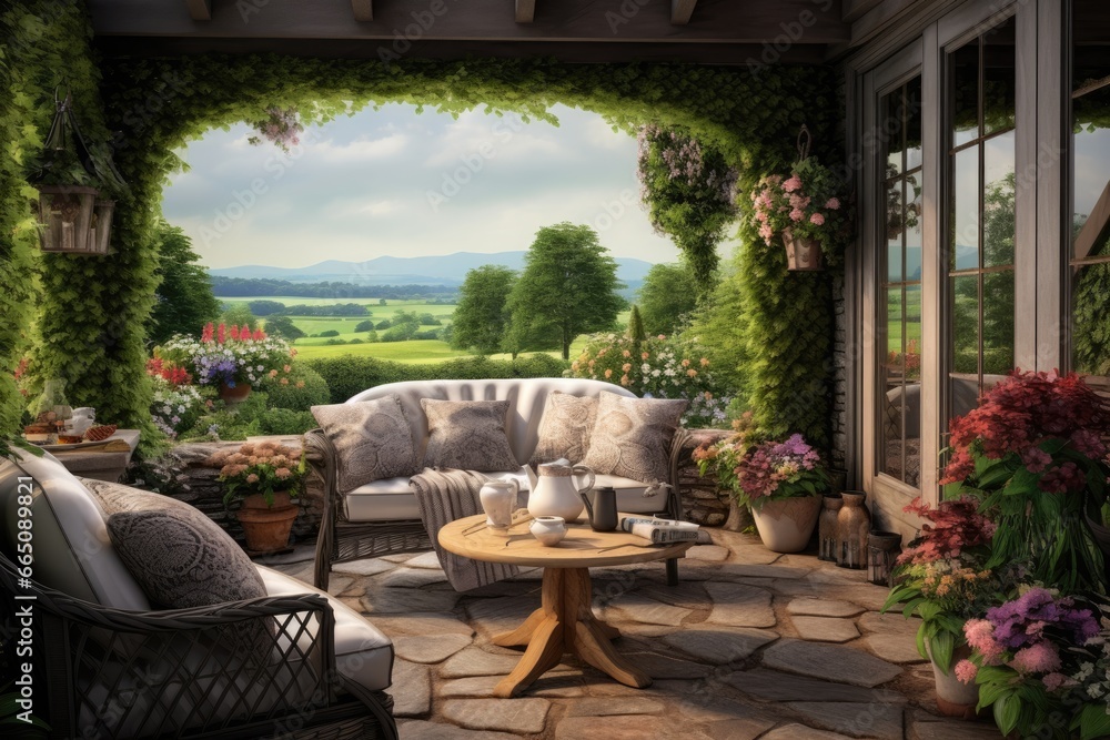 Obraz premium A cozy living space with comfortable seating and a functional coffee table
