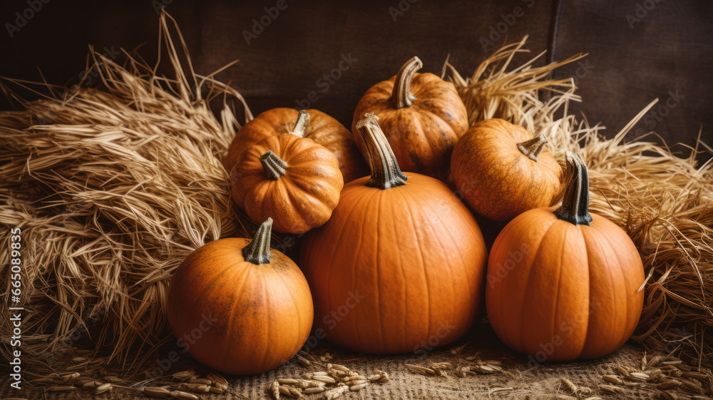 custom made wallpaper toronto digitalVintage Pumpkin Patch on Hay