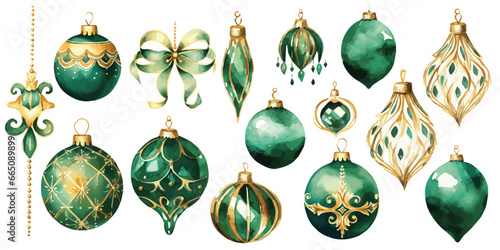 Emerald Green and Gold christmas balls baubles