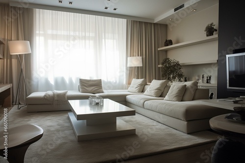 Interior of a living room. Generative AI