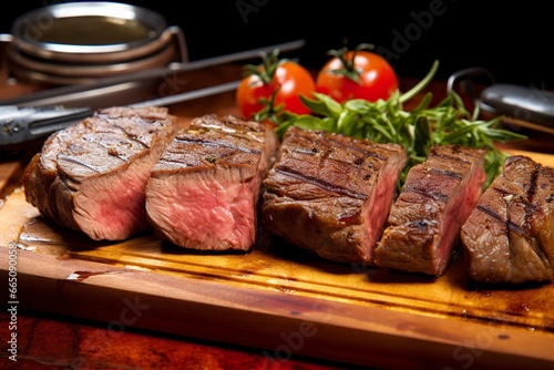 Steak rotisserie at the steakhouse, sliced picanha, Picanha.