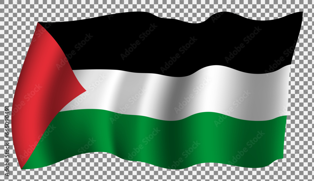 Palestine flag, moving, realistic, vector illustration. Palestine flag, moving, realistic, vector illustration.