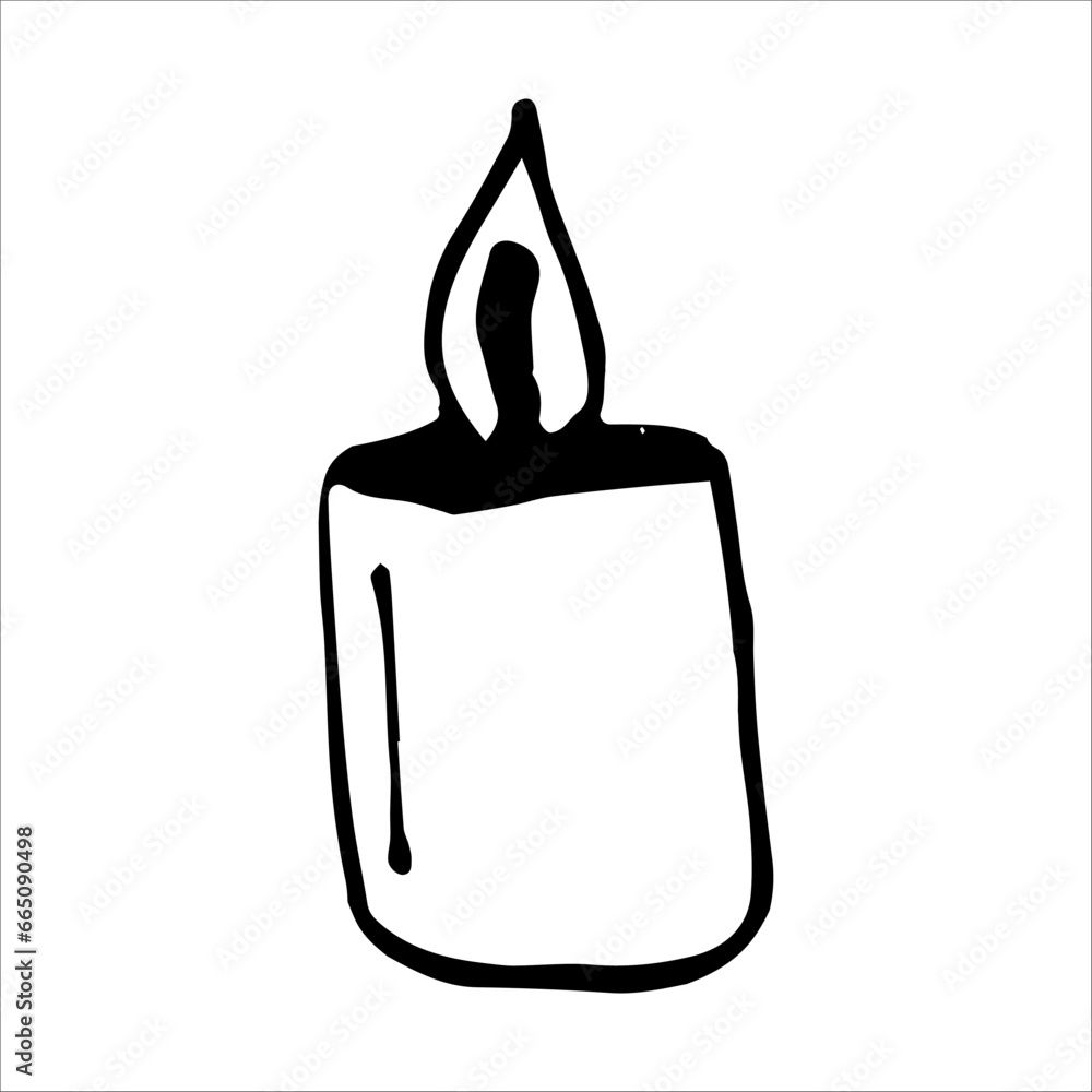 Vector element funny doodle wax candle with flame. New Year's attribute. Christmas decor.Cozy house. Interior items. Vector element funny doodle wax candle with flame. New Year's attribute. Christmas decor.Cozy house. Interior items.