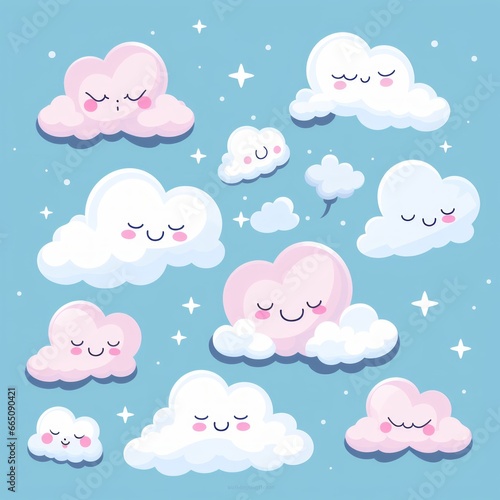 vector image of Clouds kawaii style