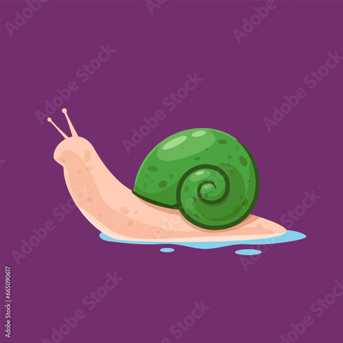 A snail with green shell. Isolated Vector Illustration