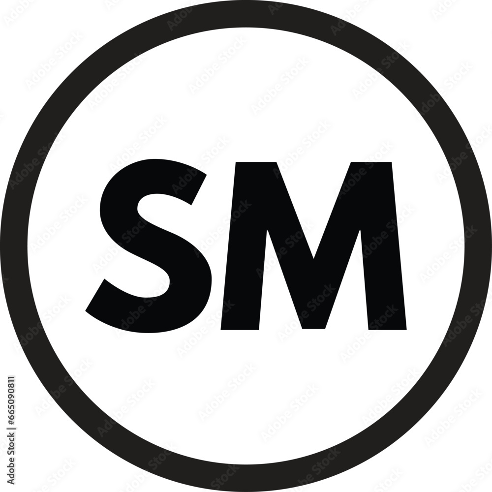 SM symbol . Service mark symbol icon vector isolated on white background SM symbol . Service mark symbol icon vector isolated on white background