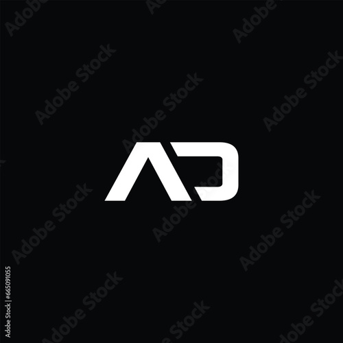 Monogram Letter AD Logo Design. Black and White Logo. Usable for Business Logos. Flat Vector Logo Design Template