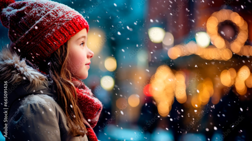 Beautiful little girl dreams near the fireplace at Christmas. Ai generated Beautiful little girl dreams near the fireplace at Christmas. Ai generated