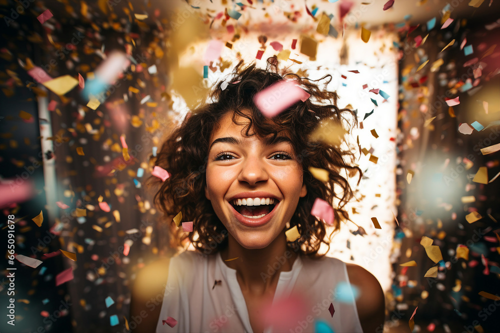 Generative AI technology picture of young people hanging out theme celebration party decorations Generative AI technology picture of young people hanging out theme celebration party decorations
