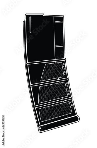 Vector illustration of an assault rifle magazine on a white background. Black.