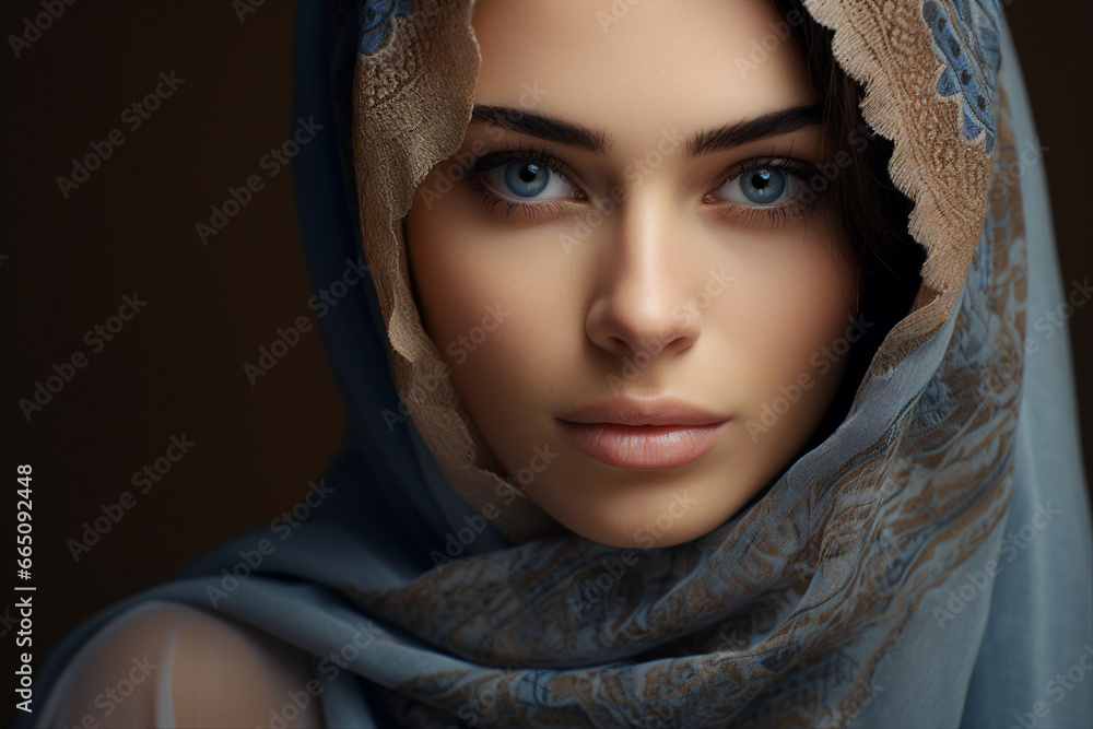Happy arab asian muslim woman in hijab clothes isolated on background generative AI Happy arab asian muslim woman in hijab clothes isolated on background generative AI