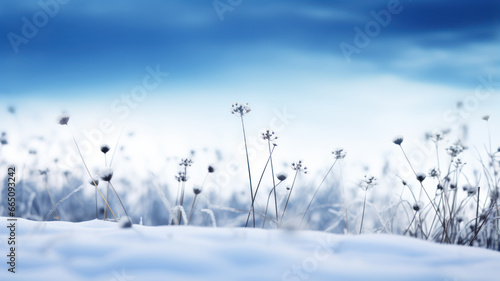 Bokeh Style: Snowy Field and Delicate Flowers