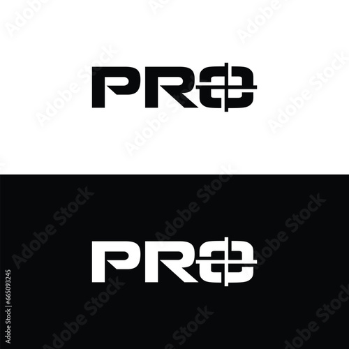 Pro Text Logo Design. Black and White Logo. Usable for Business Logos. Flat Vector Logo Design Template