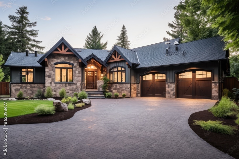 A grand entrance to an impressive mansion