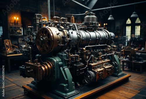 Steam engine inside concept. Industrial power technologies.