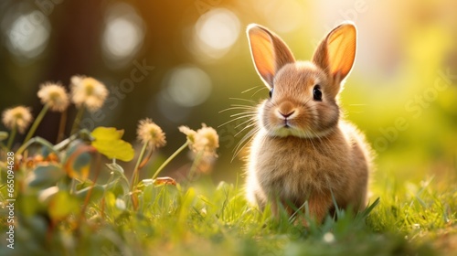 cute animal pet rabbit or bunny smiling and laughing isolated with copy space for easter background, rabbit, animal, pet, cute, fur, ear, mammal, background, celebration, generate by AI © pinkrabbit