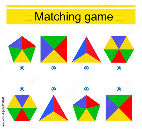 Matching game for kids. Task for the development of attention and logic.