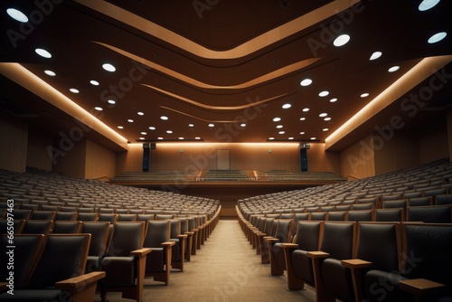 A spacious theater with rows of comfortable seats