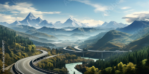 The empty winding mountain road