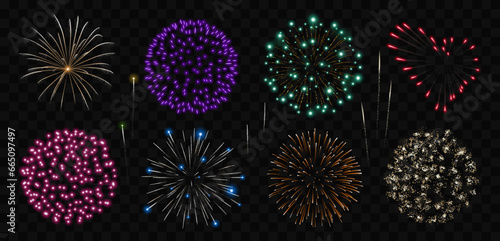 Fireworks set, colorful fireworks vector collection