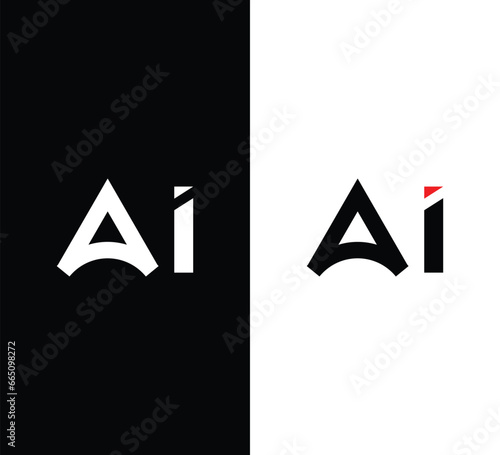 Letter AI Logo Design. Black and White Logo. Usable for Business Logos. Flat Vector Logo Design Template