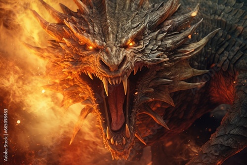 A fierce dragon breathing fire © pham