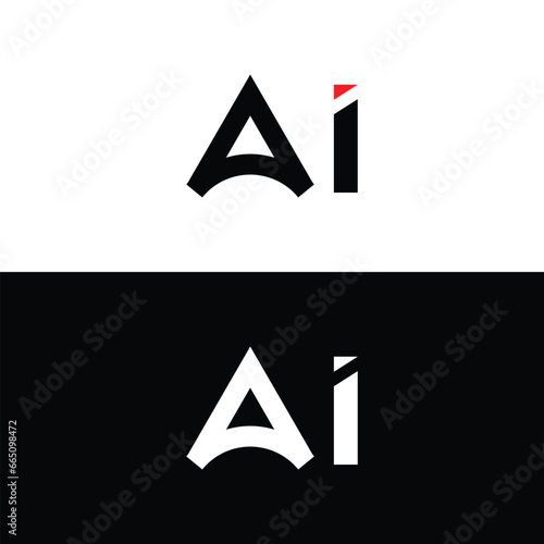 Letter AI Logo Design. Black and White Logo. Usable for Business Logos. Flat Vector Logo Design Template