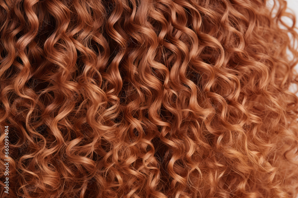 Beautiful healthy curly red hair. Professional hair care. Generative AI Beautiful healthy curly red hair. Professional hair care. Generative AI