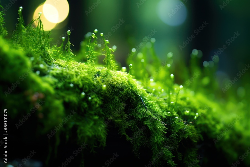  Neon green moss makro illustration on the forest floor