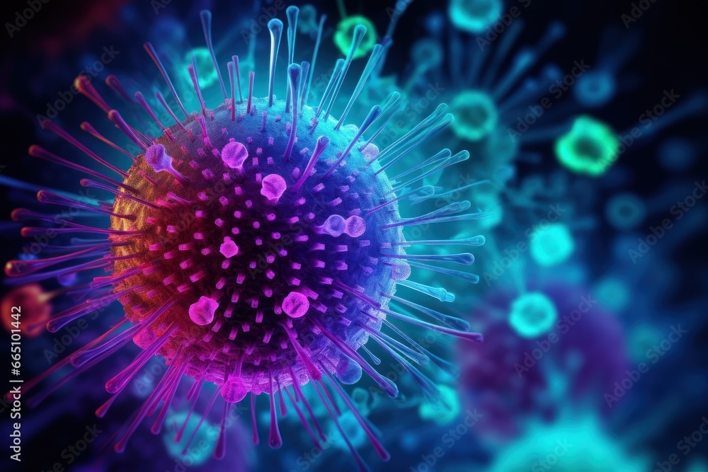 Virus Particles Revealed in Radiant Neon Glory Through Microscopy Virus Particles Revealed in Radiant Neon Glory Through Microscopy