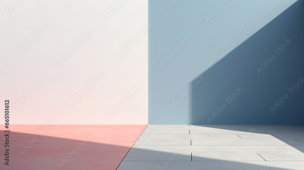 Pink white blue wall illuminated by sun light with copy space. Background studio room for product presentation. Product ads concept Pink white blue wall illuminated by sun light with copy space. Background studio room for product presentation. Product ads concept